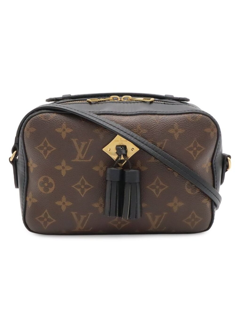 Louis Vuitton Monogram Saintonge Shoulder Bag Pochette 2-Way Tassel Noir Black